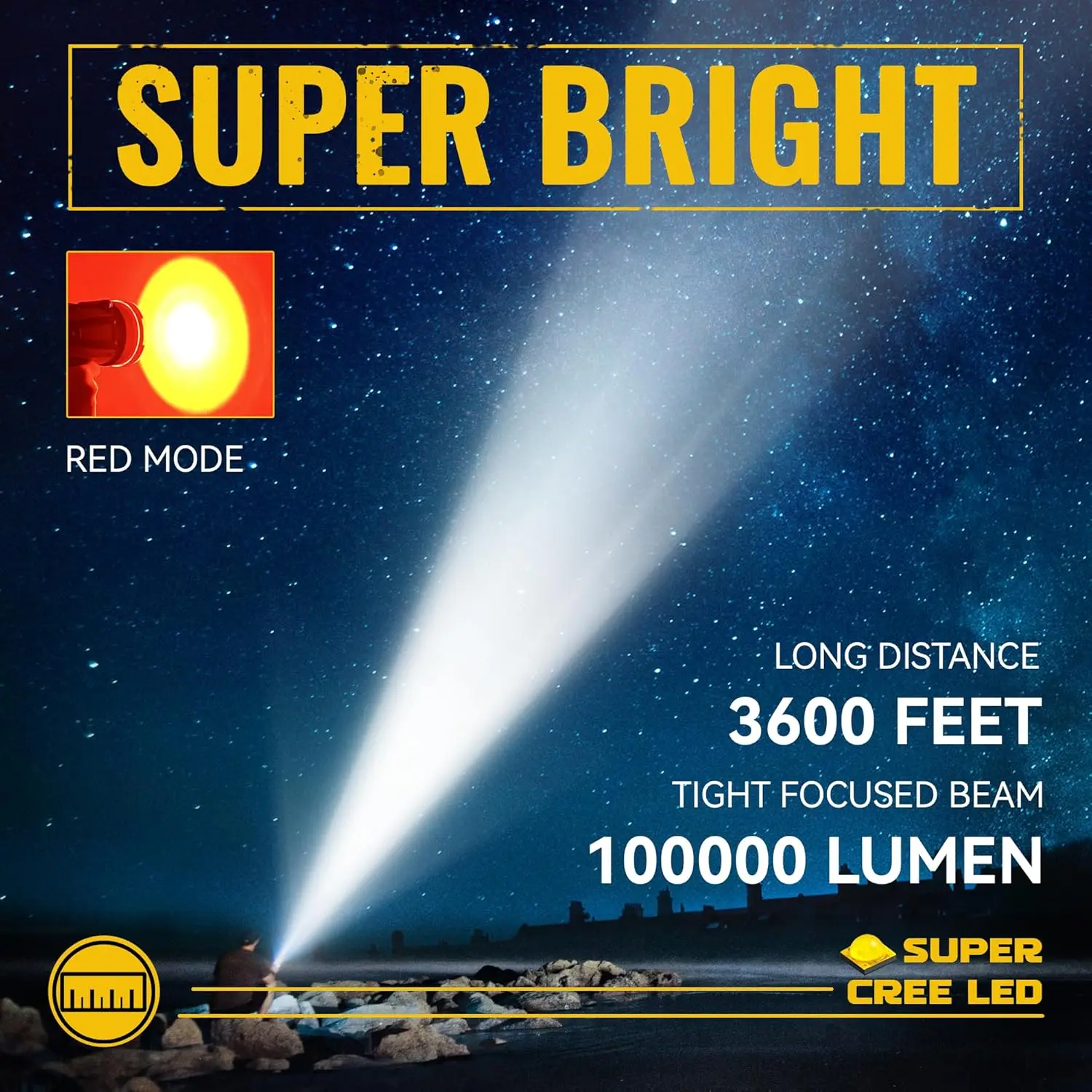 Imagem -03 - Lumen-super Brilhante Led Handheld Spotlight Ip68 Lanterna Impermeável Portátil Marine Boat Spotlight