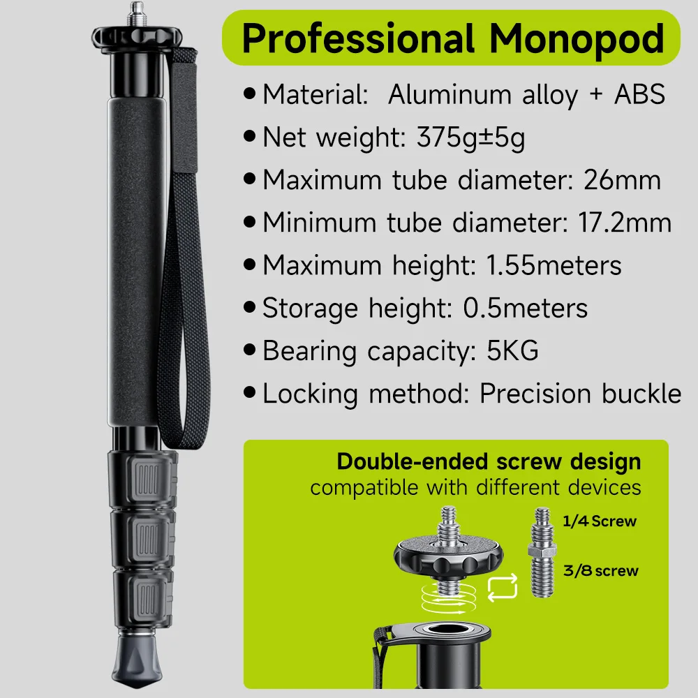 Llano Trípode de marcha constante con monopié para cámara de aleación de aluminio para teléfonos inteligentes y sin espejo, soporte para Vlogging multifunción