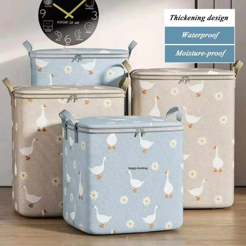 Hot Sale Large Capacity Cotton Quilt Storage Bag Non-Woven Clothes Storage Box Portable Moving Luggage Bag for Home Organizer