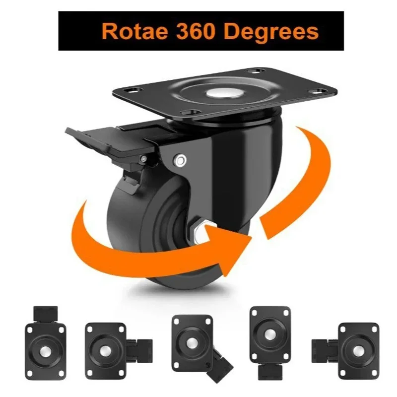Low Gravity Center Black Caster Wheels, Durable Quiet  Sturdy Nylon Wheels for Industrial Heavy Duty Swivel Caster Wheel