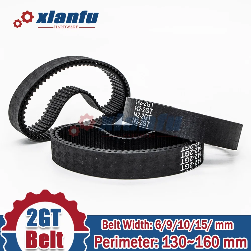 2GT Rubber Timing Belt Perimeter=130 132 134 136 138 140 142 144 146 148 150 152 154 156 158 160mm Pitch2mm 2M Width 6/9/10/15mm