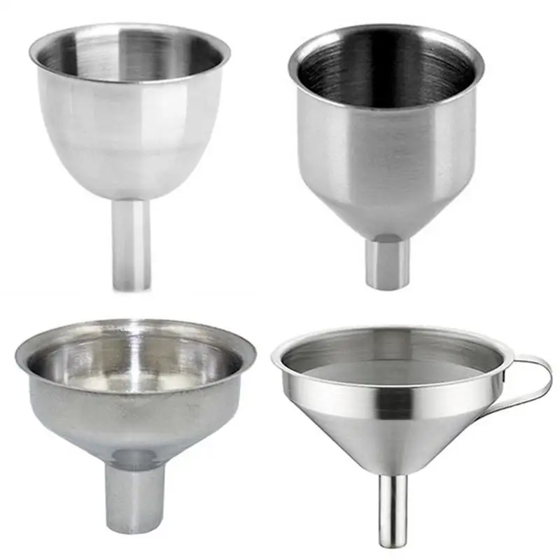 304 Stainless Steel Funnel Metal Wide Mouth Funnel With Strainer Mesh For Cooking Oil Liquid Spices Filter Kitchen Gadgets