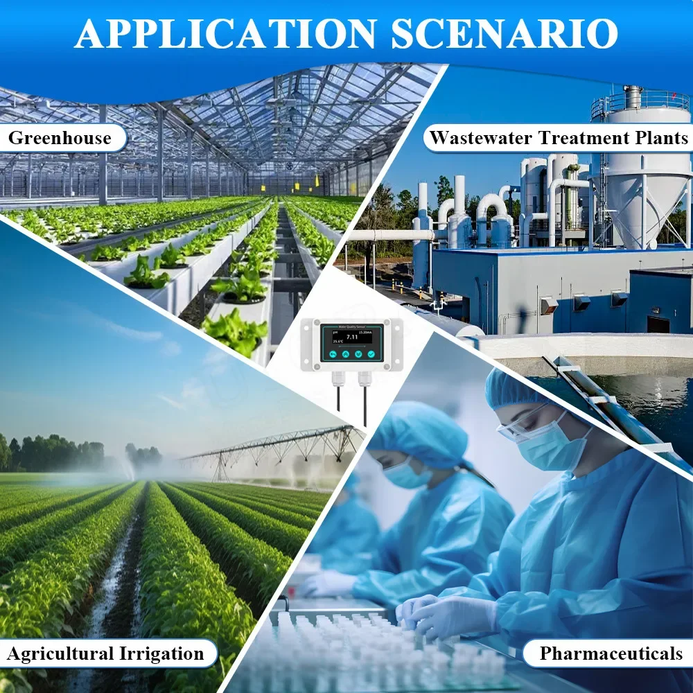 High-Precision pH EC Integrated Transmitter Water Quality Sensor with Display Controller RS485 0-5V 0-10V 4-20mA Output