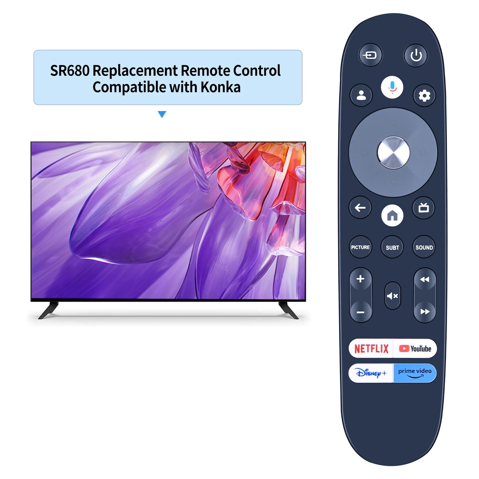 Novo controle remoto de voz para KONKA 4K UHD HDR Android TV UDG58SR680LN