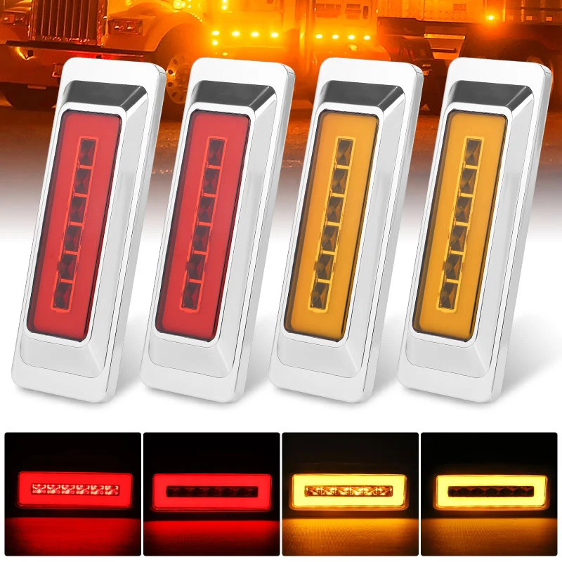 

12V 24V Truck Square Halo LED Side Marker Light Turn Signal Lamp Stop Warning Reverse Lamp For Trailer Tractor Lorry Campers Bus