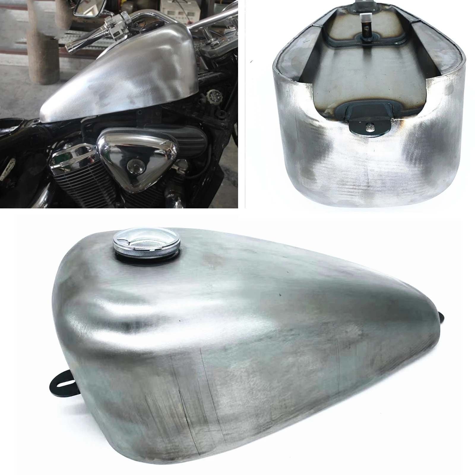 12L Petrol Gas Fuel Tank For Honda VLX400/600 Steed 400/600 With Cap Motorcycle Motorbike Gasoline Oil Can Kit