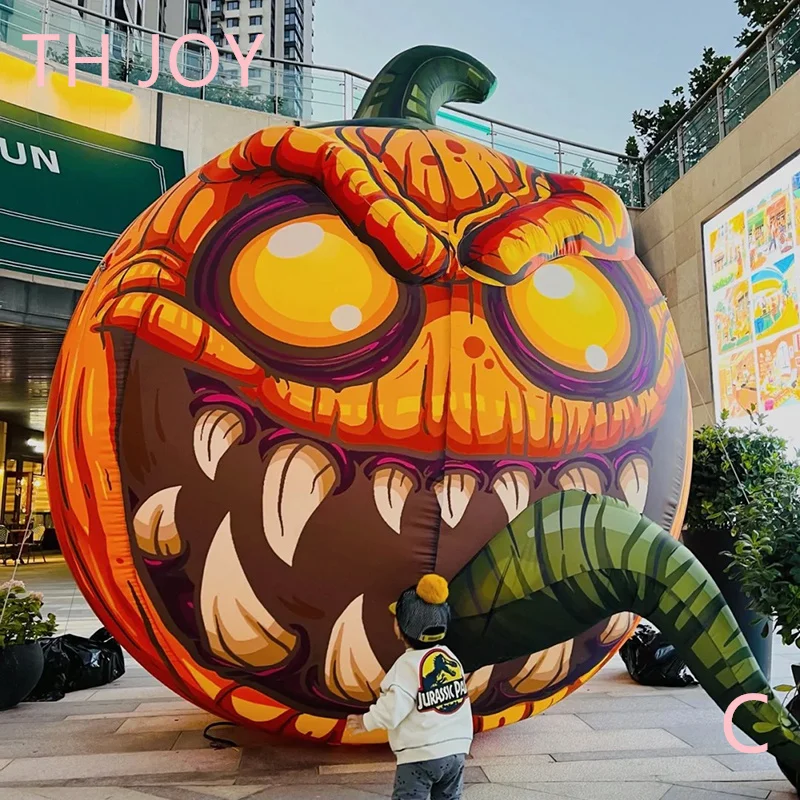 fast air ship to door, inflatable tongue sticking pumpkin with LED lights for Halloween outdoor decoration, scary pumpkin model