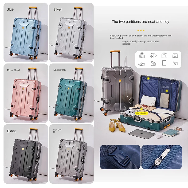 Fashionable Personality Suitcase Men's Spinner Wheel Special-shaped Aluminum Frame Trolley Lockbox Travel Luggage Suitcase