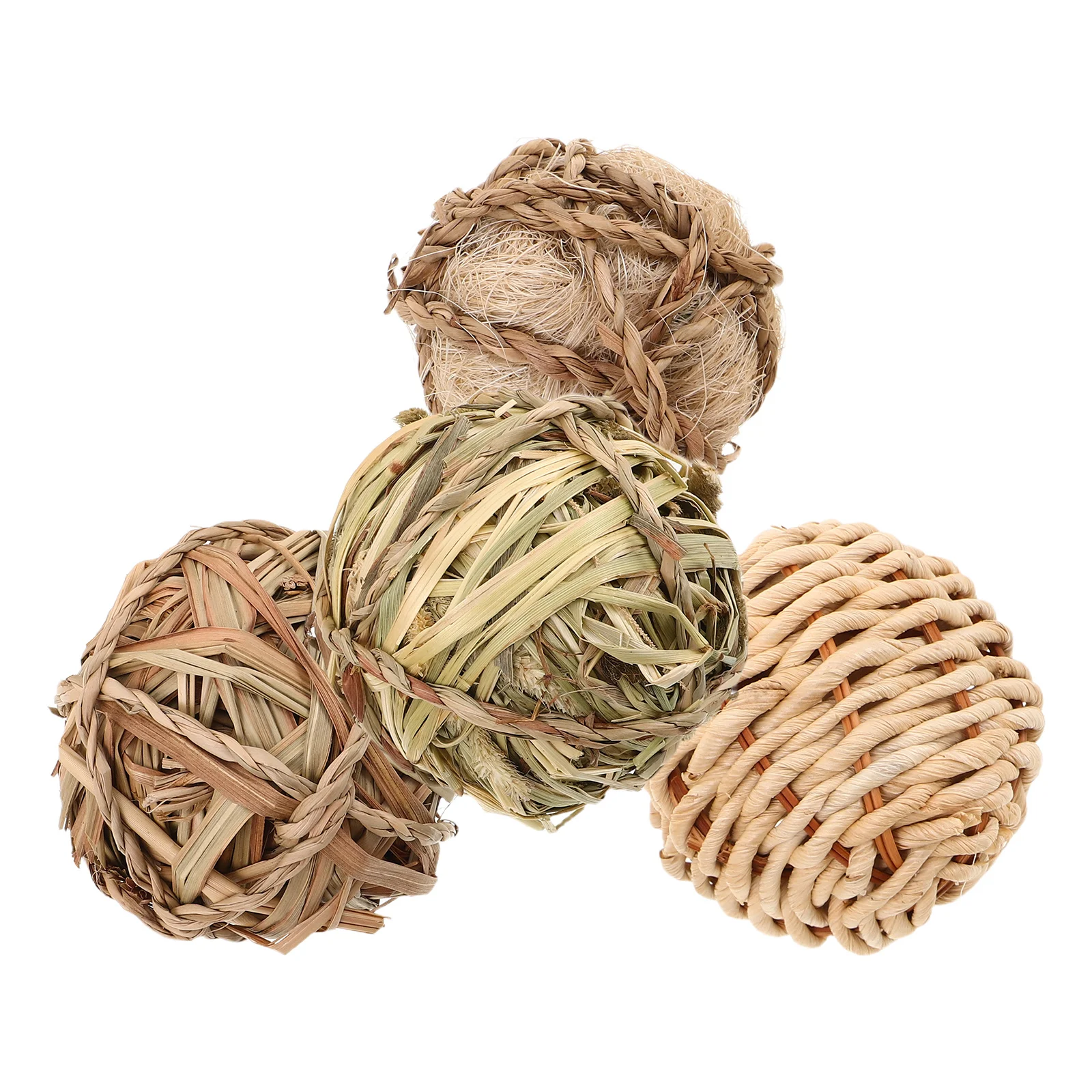 

4Pcs Handwoven Grass Balls Natural Chewing Treats Rabbits Guinea Pigs Hamsters Small Pets Indoor Outdoor Play Hamster Grass Ball