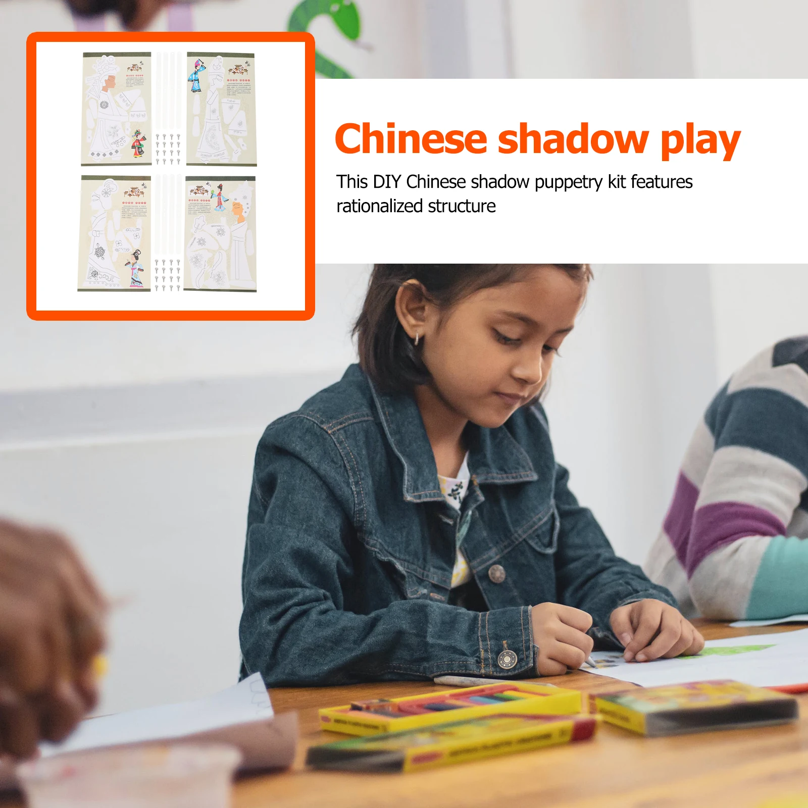 4 juegos de Kit de Material de artesanía de sombra, juguete educativo de Navidad para niños y bebés, marionetas chinas Diy, juguetes de papel para niños pequeños