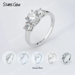 S925 Moissanite Sterling Ring Brilliant Cut Moissanite Ring Three Stone Fashion Engagement Ring