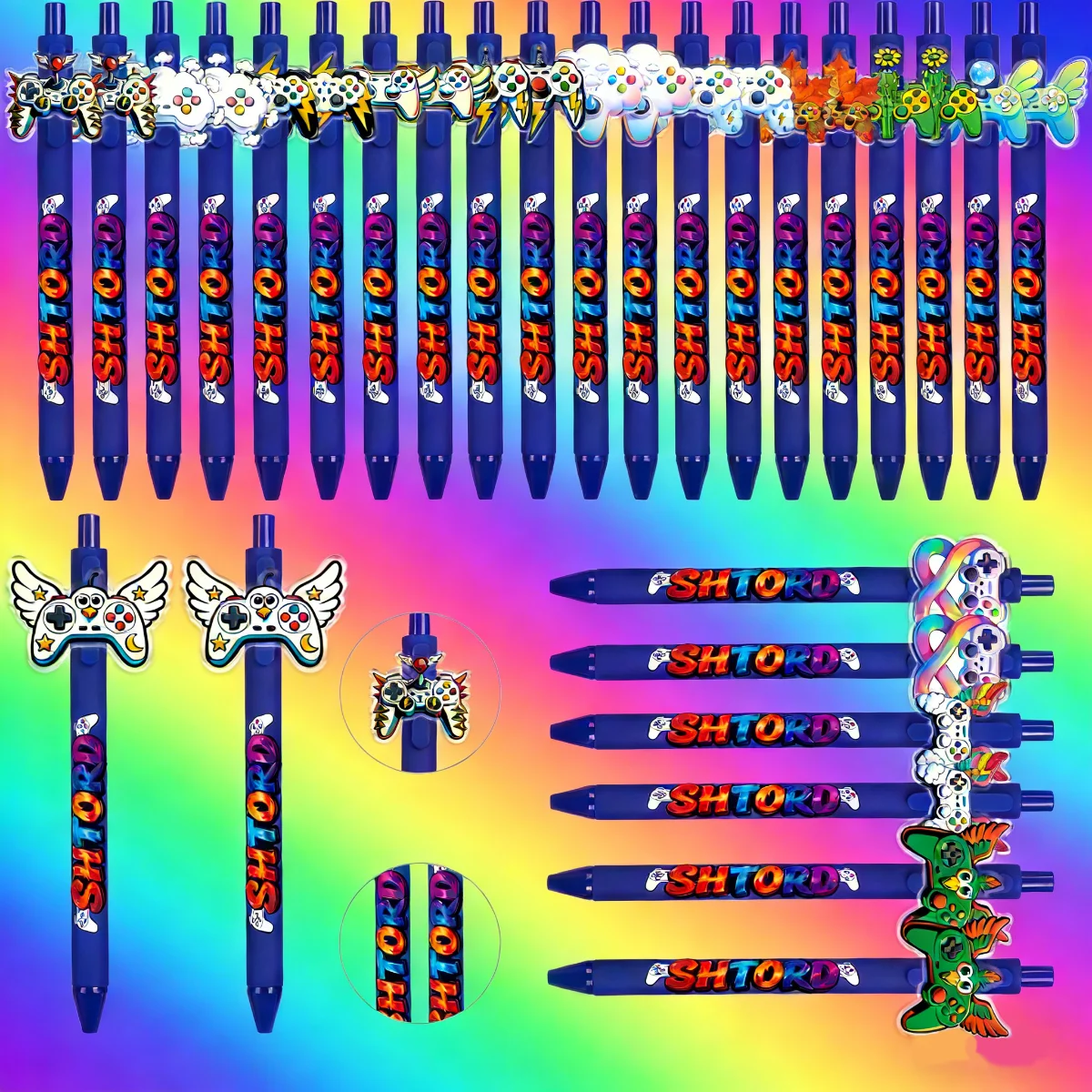 

14 PCS / 28 PCS Creative Cloudy Roundball Pens - Game Controller-shaped Push Pens - School Season Office Signature Pens