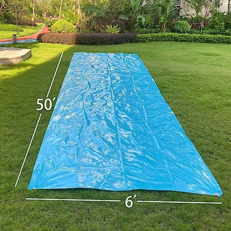 Slip and Slide 50ft X 6ft Heavy Duty PVC with Blue/Red Color, Tear-Resistant Design, Easy Setup, Backyard Summer Outdoor Water