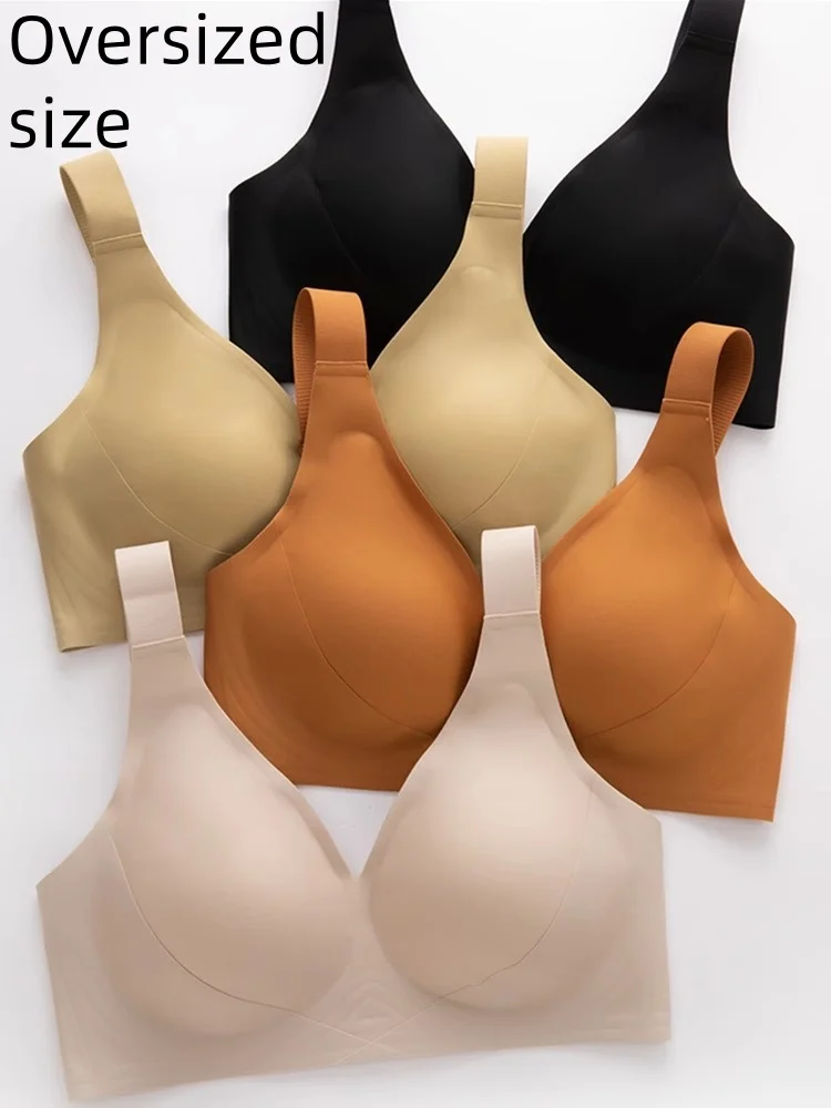 Roupa íntima sem costura de copo grande duplo breasted para mulheres com seios grandes, sutiã pequeno sem anel de aço, anti-flacidez, tamanho grande