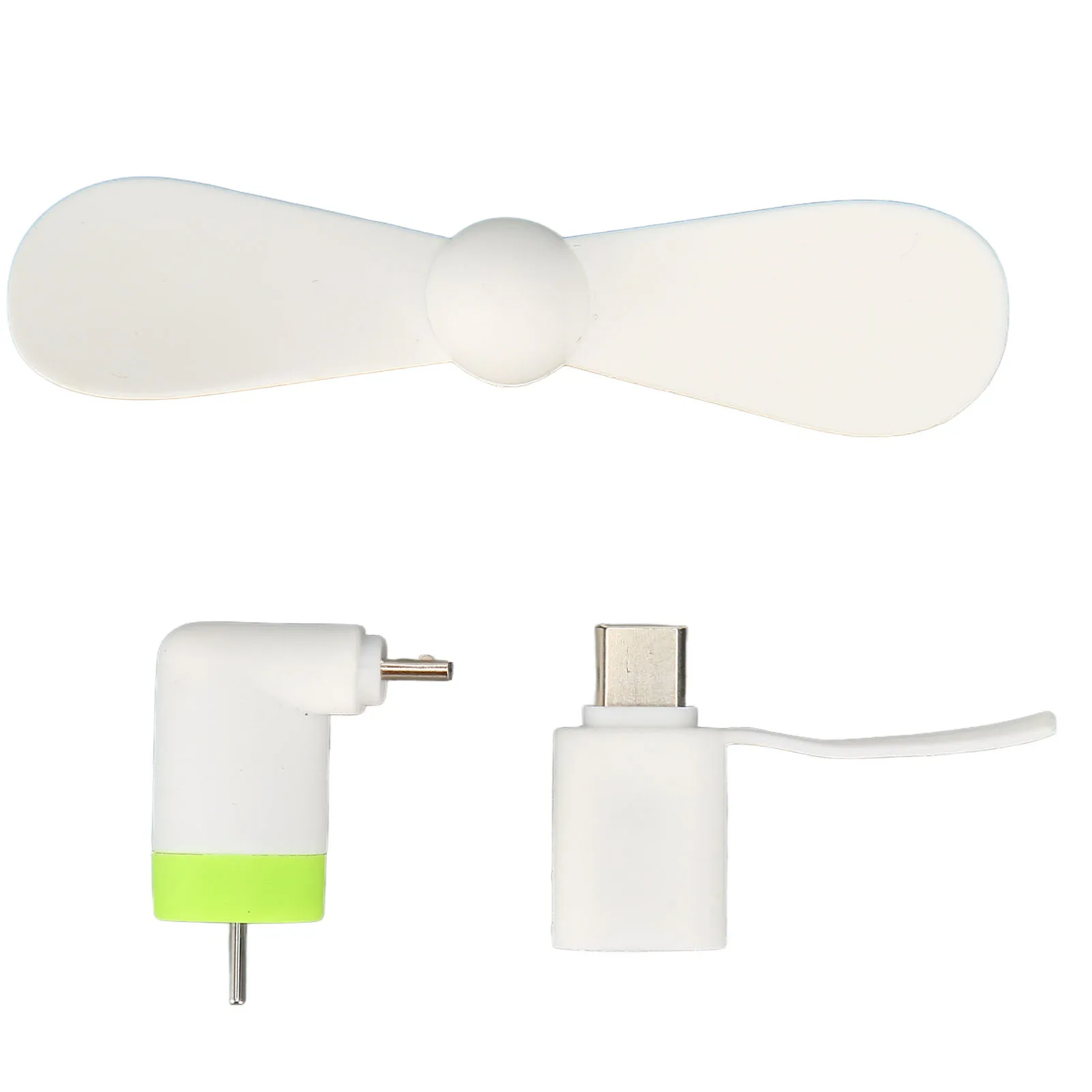 مروحة هاتف محمول صغيرة 2 في 1 مروحة هاتف ذكي متوافقة مع واجهات USB من النوع C مروحة USB للهاتف الأبيض 2 في 1 مروحة هاتف