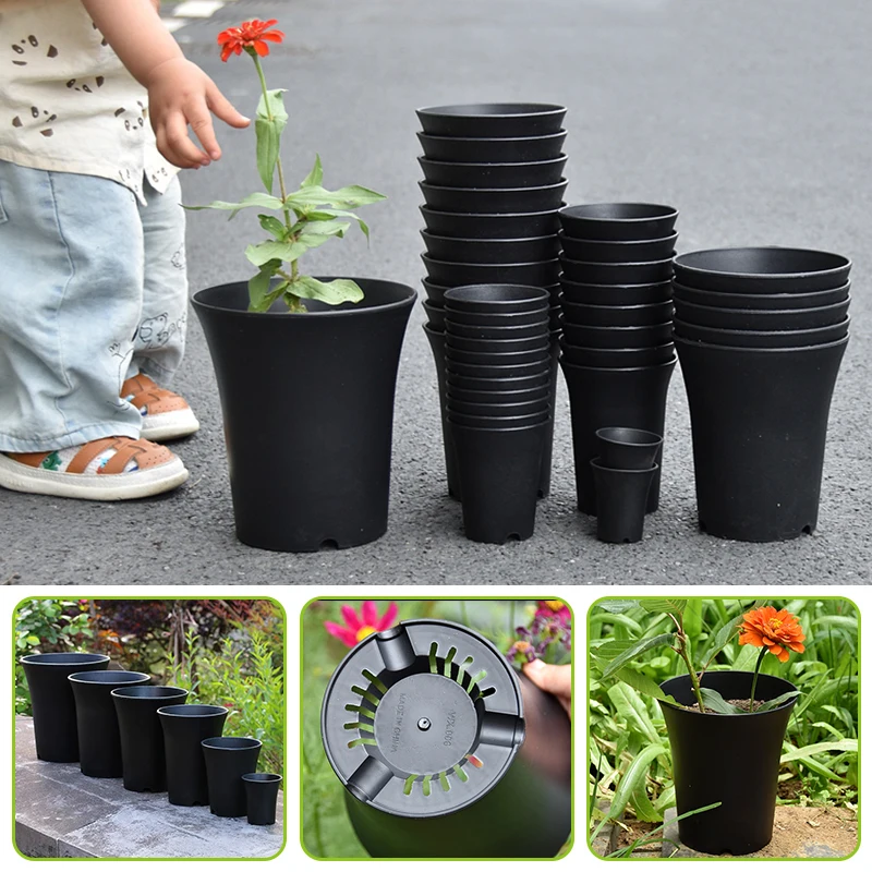 2~10Pcs Thickened Round Flowerpot Grow Box Succulent Plant Flower Nursery Pot Plastic Planter Seed Storage Pot Garden Decoration