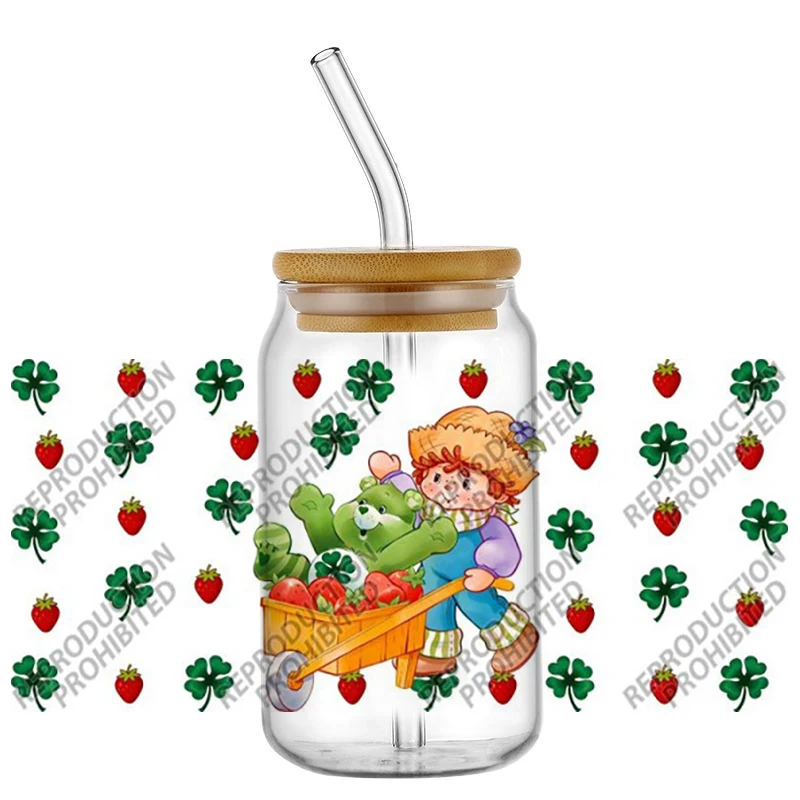 High Quality ‌3D Cartoon Cute Fruit Girl Decal UV DTF Cup Wrap for 16oz Glasses Can DIY Mug Phone Washable Transfer Sticker view 3