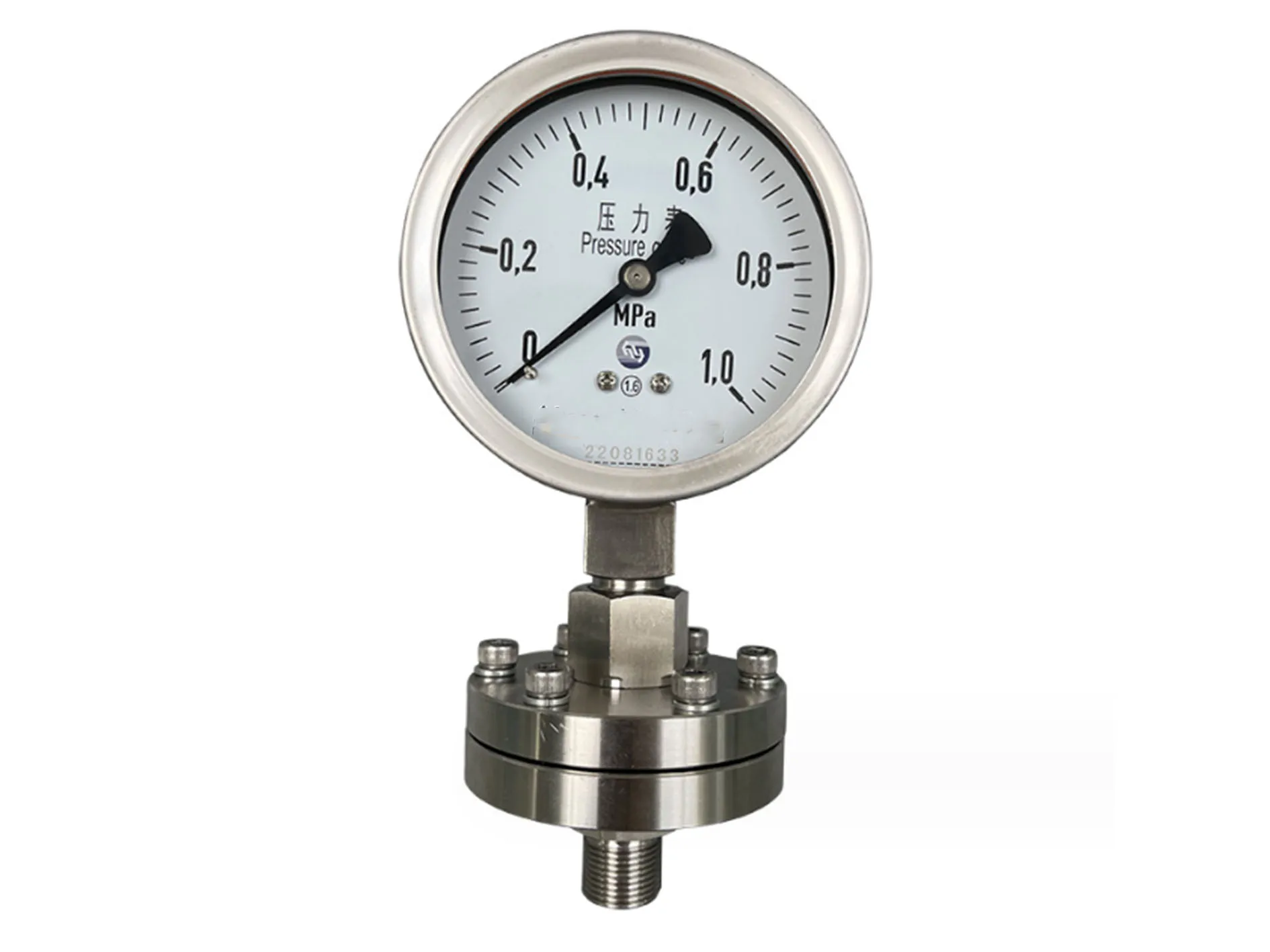 DN25 DN50 Stainless steel shock-absorbing diaphragm pressure gauge threaded flange type