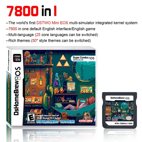 HOT NDS 7800 IN1 Game Collection R4 3DS Flash Card NDS Pixe l Zelda Theme Handheld Game Card Gift Collection Play Suitable