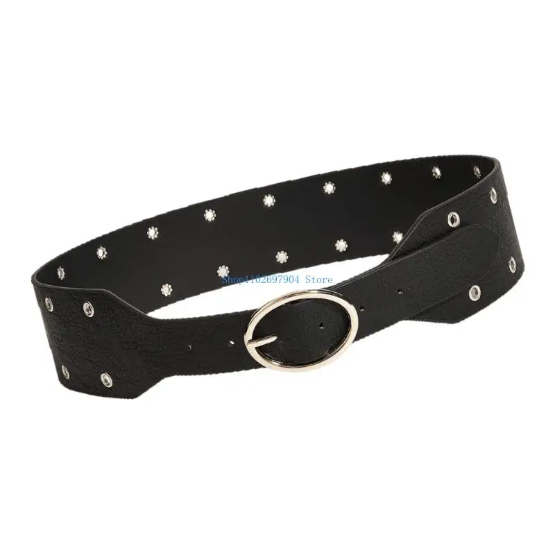 حزام N7YF Edgy للجنسين مع حلقة معدنية بطول 120 سم من جلد البولي يوريثان بطول 3.8 سم وحزام عصري متين عريض