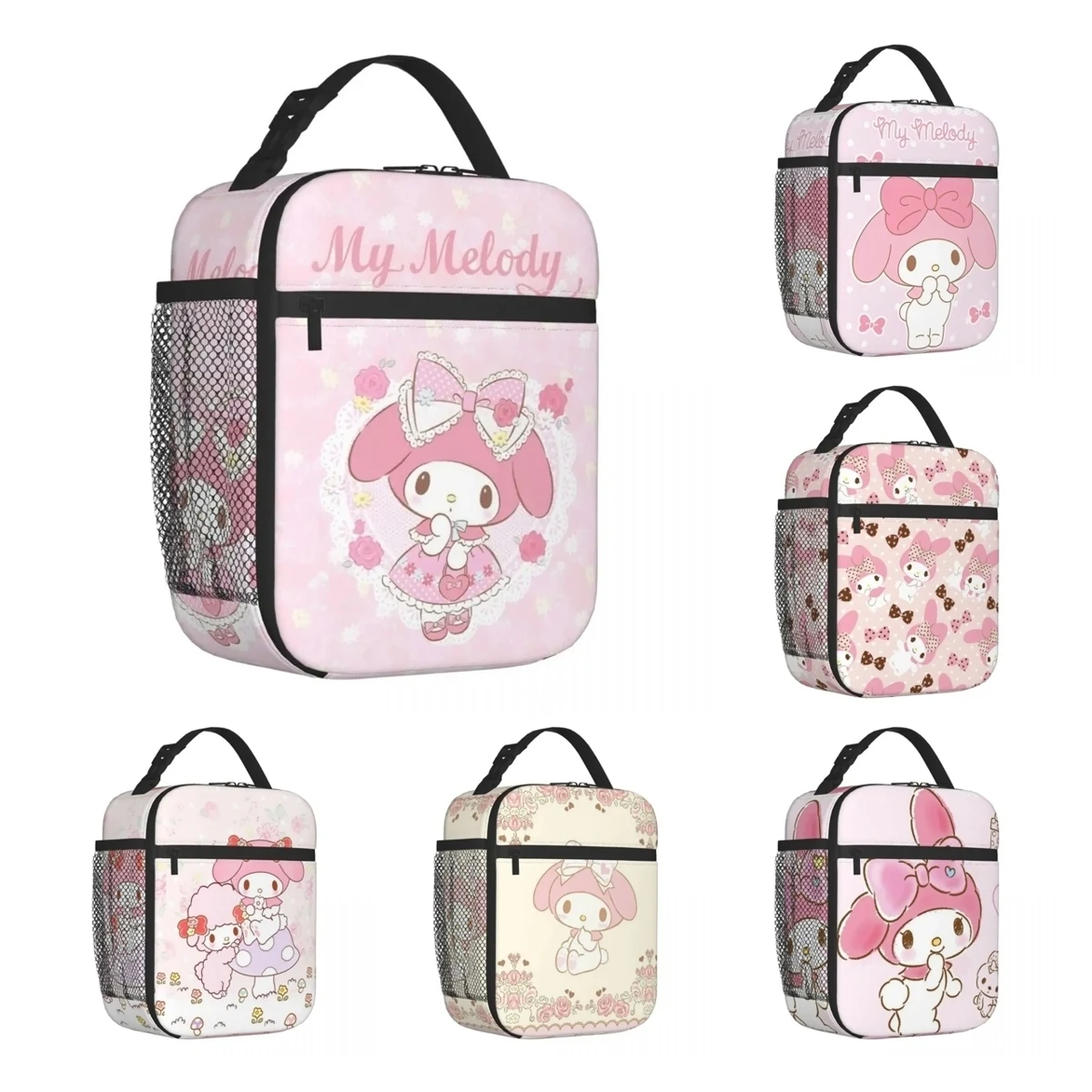 

Kawaii My Melody Изолированные сумки для обеда Сумка-холодильник Контейнер для обеда Мультяшная герметичная сумка-тоут Ланч-бокс Сумка для еды Школьные путешествия