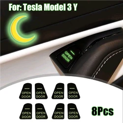 8Pcs Auto Door Open Button Stickers Luminous Reminder Car Armrest Window Lift Button Switch Decal Decor for Tesla Model 3 Y