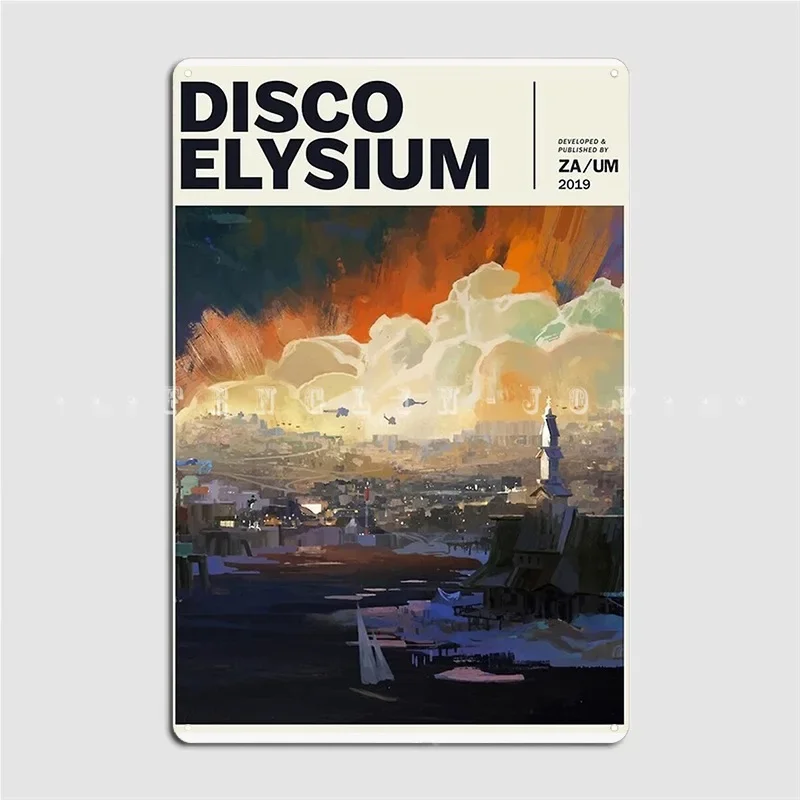 Disco Elysium Metal Sign Wall Mural Garage Decoration Home Design Tin Sign PosterWall Decoration