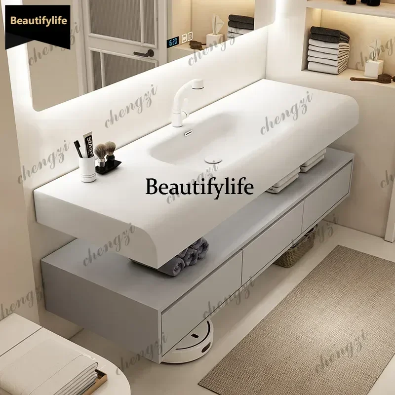 Stone skin all-in-one basin casual style bathroom wall cabinet bathroom wash basin wash basin bathroom cabinet combination b567