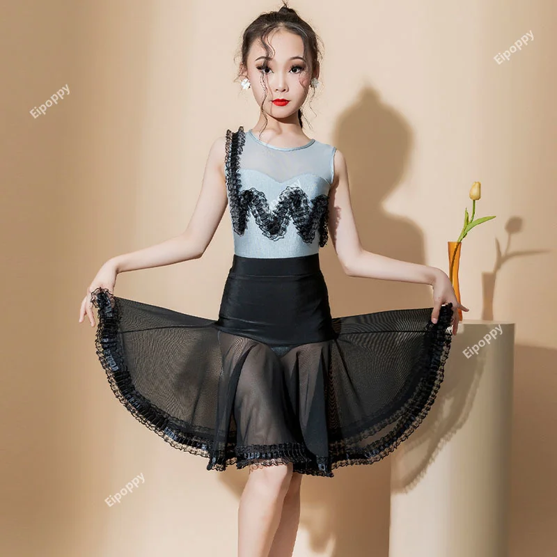 

Children's Latin dance dress girls' Latin dance practice suit girls' dance large skirt competition clothing spring and summer