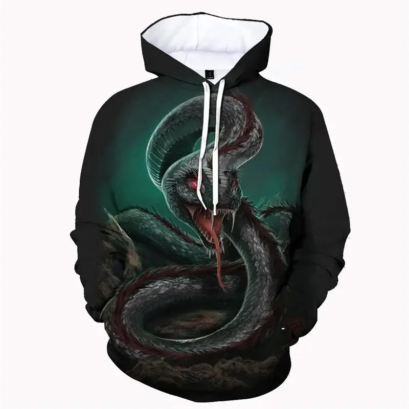 Animal Snake 3d Printed Men's Crew Neck Long Sleeve T-Shirt Personality Interesting Loose Trend Fashion Plus Size Pullover image 2