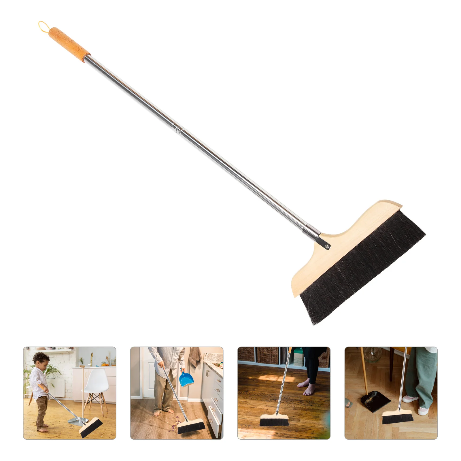 Anti-static Floor Cleaning Broom Hardwood Household Easy to Outdoor Stainless Steel Wooden Dirt Tile Surface