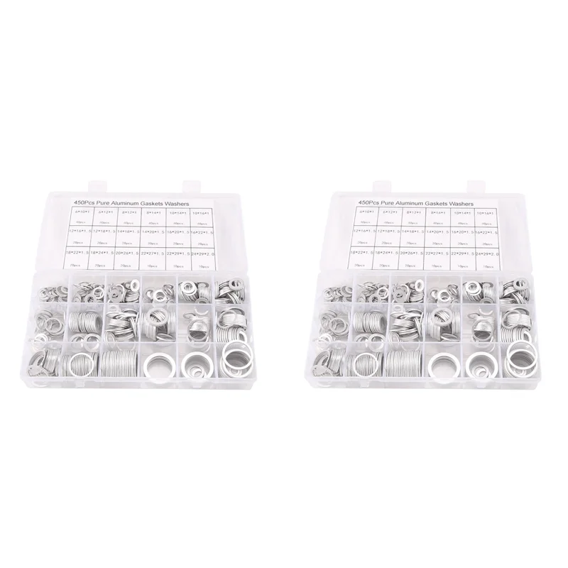 ABRU-900Pcs Aluminum Gasket Aluminum Flat Washer Aluminum Sealing Ring Combination