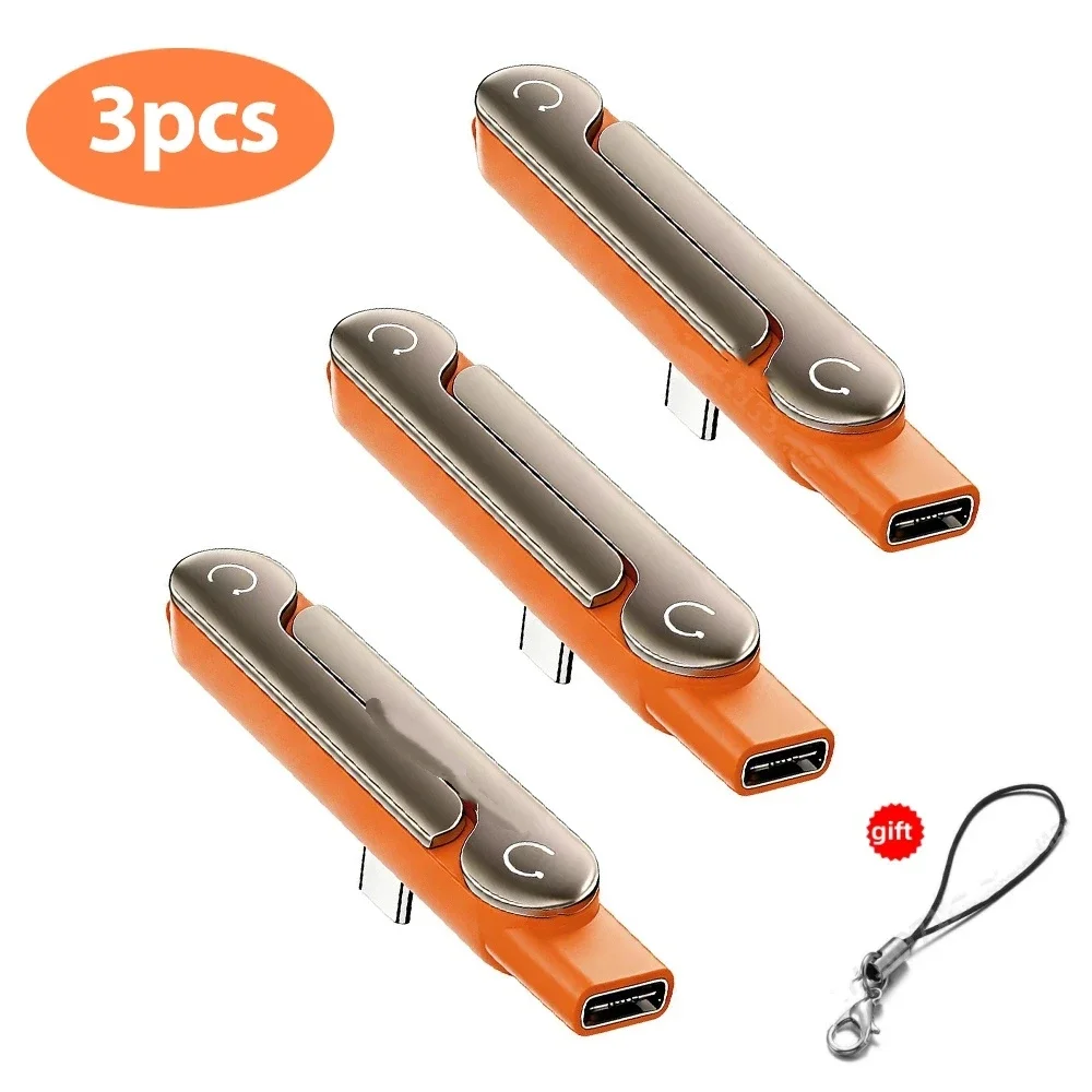 1/2/3 Stück Typ-C-Telefonladehalterungsadapter 240W Schnellladung OTG Typ-C-Stecker auf USB-C-Buchse Konverter mit klappbarem Halter
