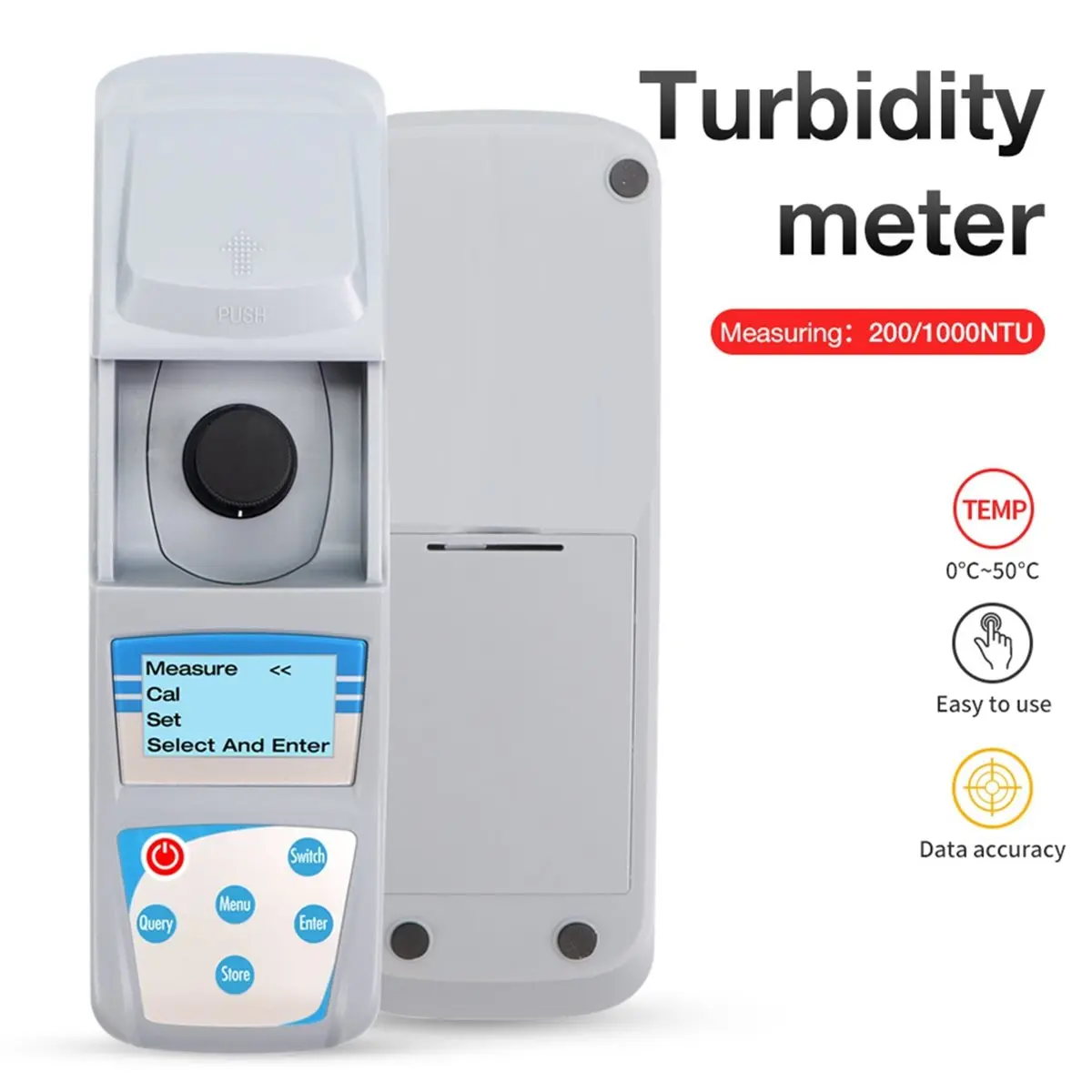 A1335P ~1-1000NTU Digital Turbidity Meter 90° Scattered Light Turbidity Analyzer Portable Turbidimeter Water Tester-EU Plug