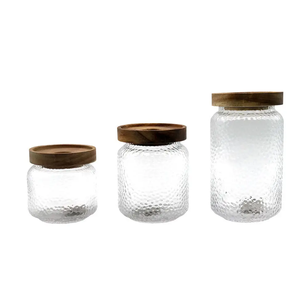 Storage bottle hammer grain glass bottle sealed jar kitchen seasoning wooden storage jar dry fruit miscellaneous grain tea jar