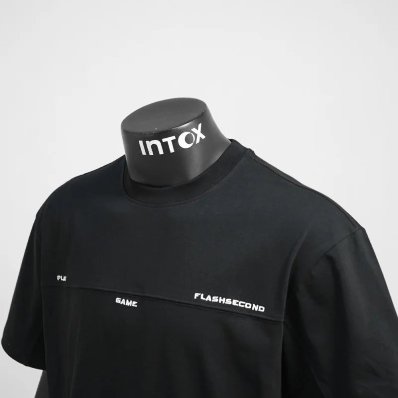 Splicing short sleeved T-shirt for men 2025 retro street niche design, round neck short sleeved top, summer clothing