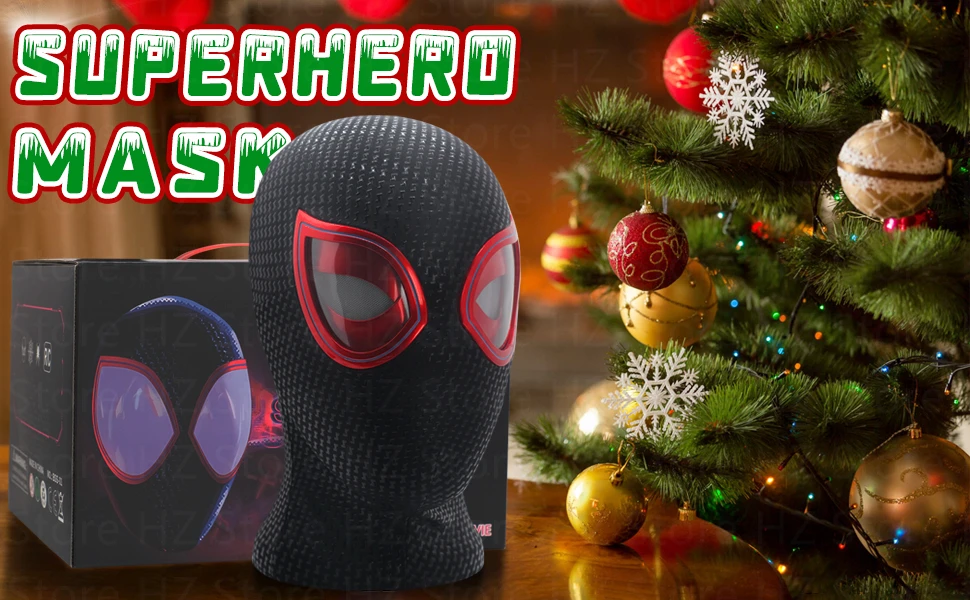 1:1 Miles Morales Mask with Movable Eyes Mascara Electric Gwen Spider Helmet Ring Control Halloween Cosplay Mask Toy Man Gift
