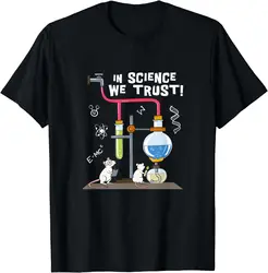 In Science We Trust Science Pun Humor Artwork T-Shirt Science Graphic Top  Shirts for Women