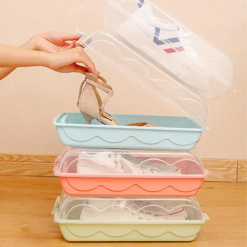 Shoe Storage Box Stackable Cabinet High-top Dustproof Sneakers Organizer Transparent Plastic Drawer Shoe Box Rack Wholesale