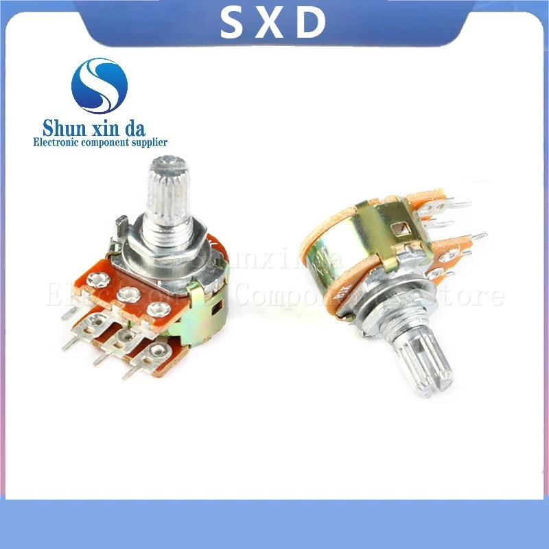 5PCS WH148 3P 6pin 5K 10K 50K Linear Potentiometer B1K B2K B5K B10K  L15mm Shaft With Nuts And Washers B20K B50K B100K B500K B1M