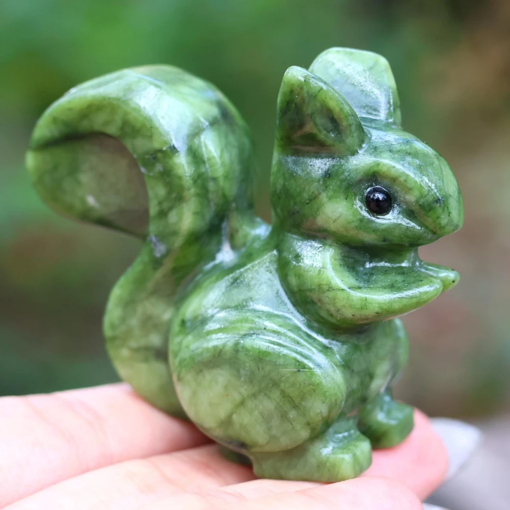 Natural Serpentine Animal Ornament, Hand Carved Green Jasper Sculpture, Reiki Home Decor, Healing Crystal Gifts, Meditation
