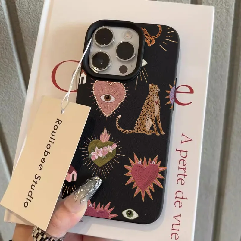 Funda de teléfono con patrón de cuero Lichee de leopardo bonito de lujo para Samsung S25 S24 S23 S22 S21 S20 S10 Plus Ultra 4G 5G cubierta a prueba de golpes