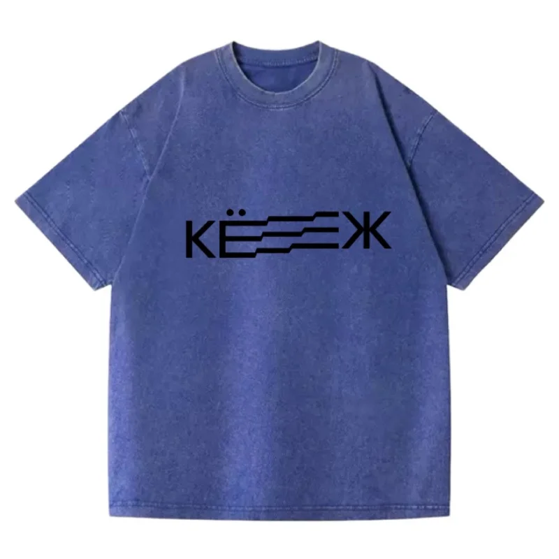 2026 Summer New Men's Decorative Letter Printed T-shirt Made of Pure Cotton Wax Printing Process Round Neck Loose Breathable Top