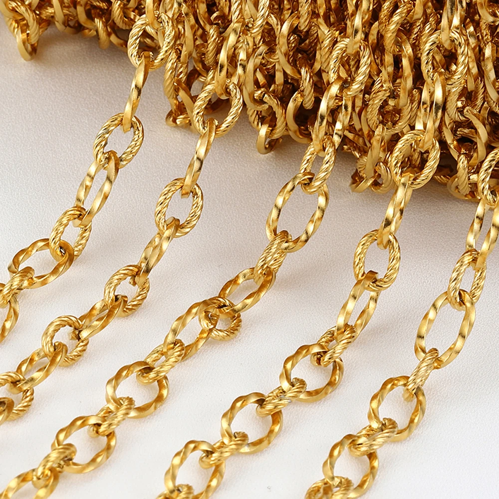 1meter Gold Stainless Steel Chain Multi Styles Star Thick Cable Curb Chains for Necklace Bracelet Jewelry Making DIY No Fade