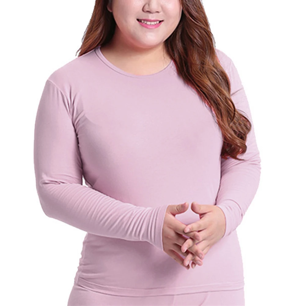 

Plus Size Thermal Underwear Tops Plus Size Women Long Sleeve Solid Basic T-shirts O-Neck Pullover Tops Soft Seamless Warm Shirt