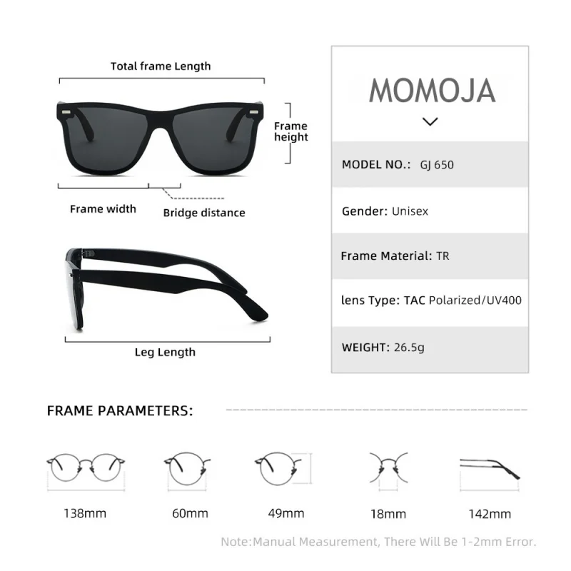 MOMOJA New Fashion TR90 Integrated Polarized Men\'s Sunglasses and Women\'s Polarized Sunglasses 2850