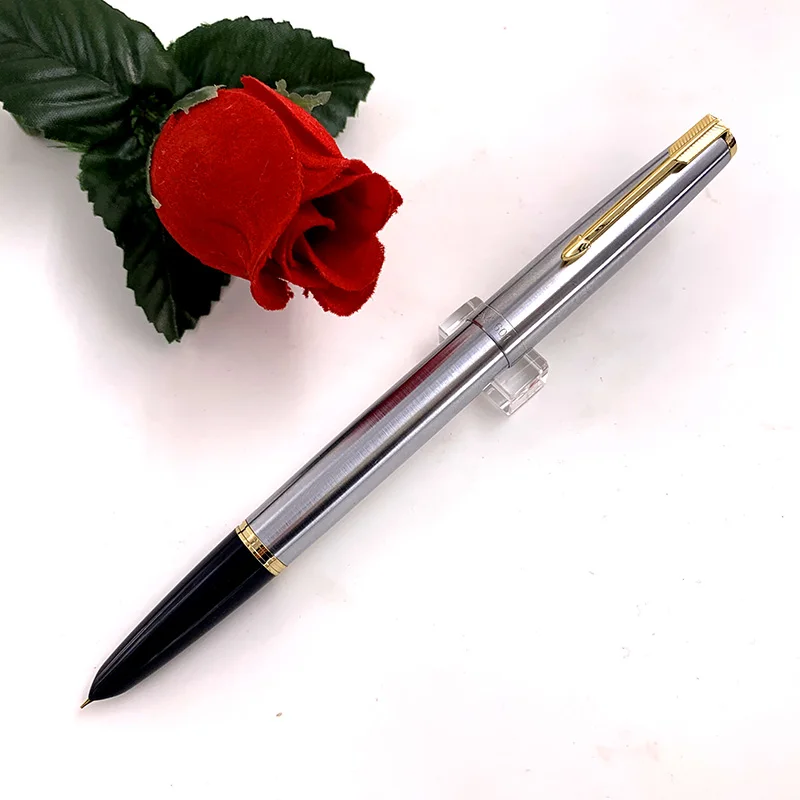 

Yongsheng 601, полностью стальной металлический пресс, поршневая авторучка с иридием EF, тонкое перо, премиум-класса для письма, офисные школьные принадлежности, подарочная ручка