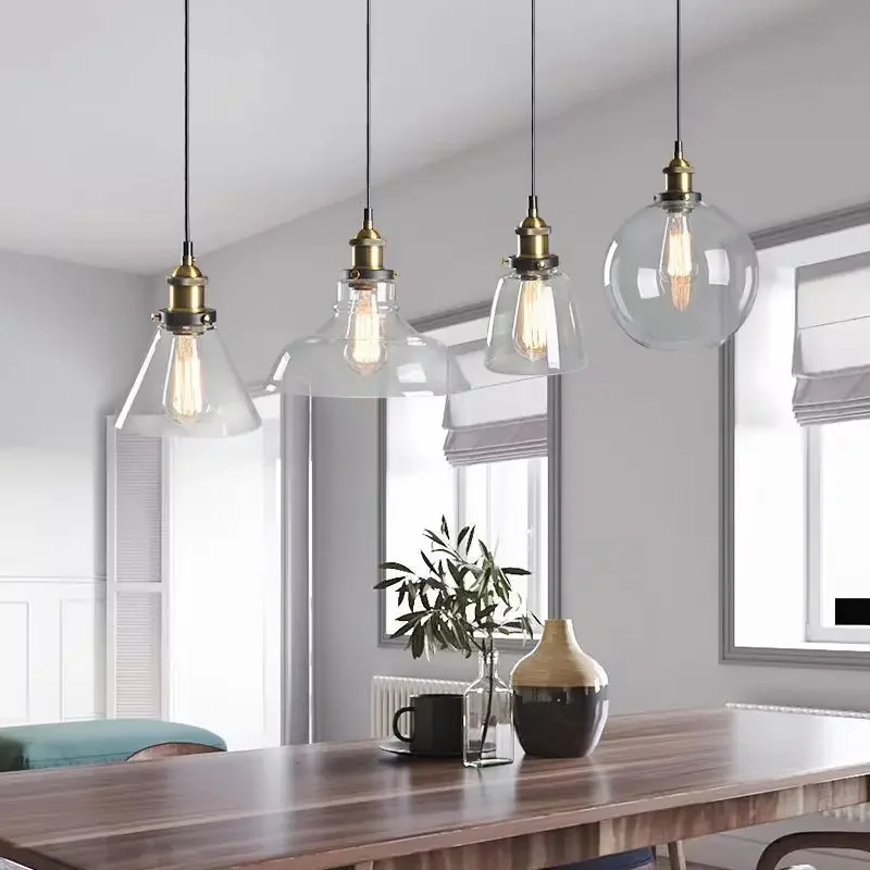 

Vintage Pendant Lights Glass Suspension Luminaire Loft Retro E27 Lamp Lamparas Colgantes Industrial Home Lighting Fixture