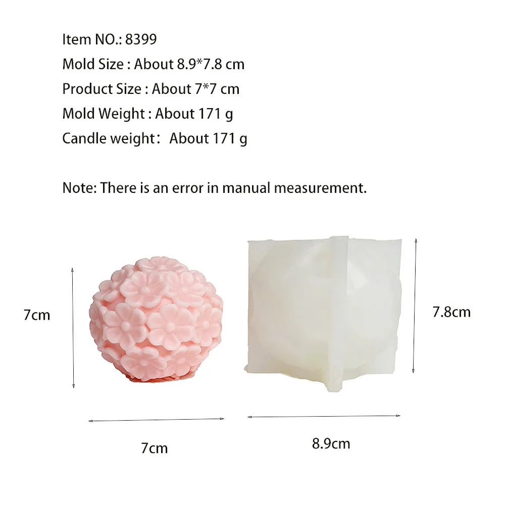 Cute Flower Ball Candle Silicone Mold Epoxy Resin Silicone Mold New 2024 Candle Molds for Handmake Candle Making