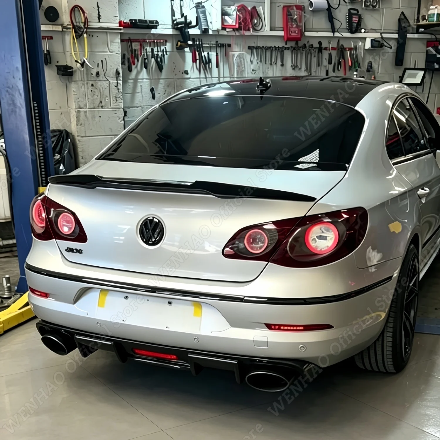 V Style Gloss Black Car Rear Spoiler Caps For VW Passat B6 CC 357 TSI TDI 2008-2012 Pre-Facelift Rear Trunk Tail Wing Bodykits